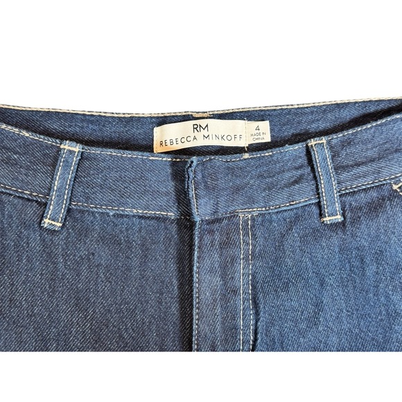 Rebecca Minkoff Wide Leg Jeans Women's 27x30 Stretch Blue High Rise Denim Pants - Picture 3 of 6